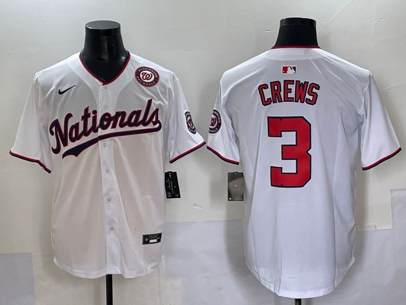 Men 2025 Washington Nationals #3 Crews White Game Nike MLB Jersey style 4